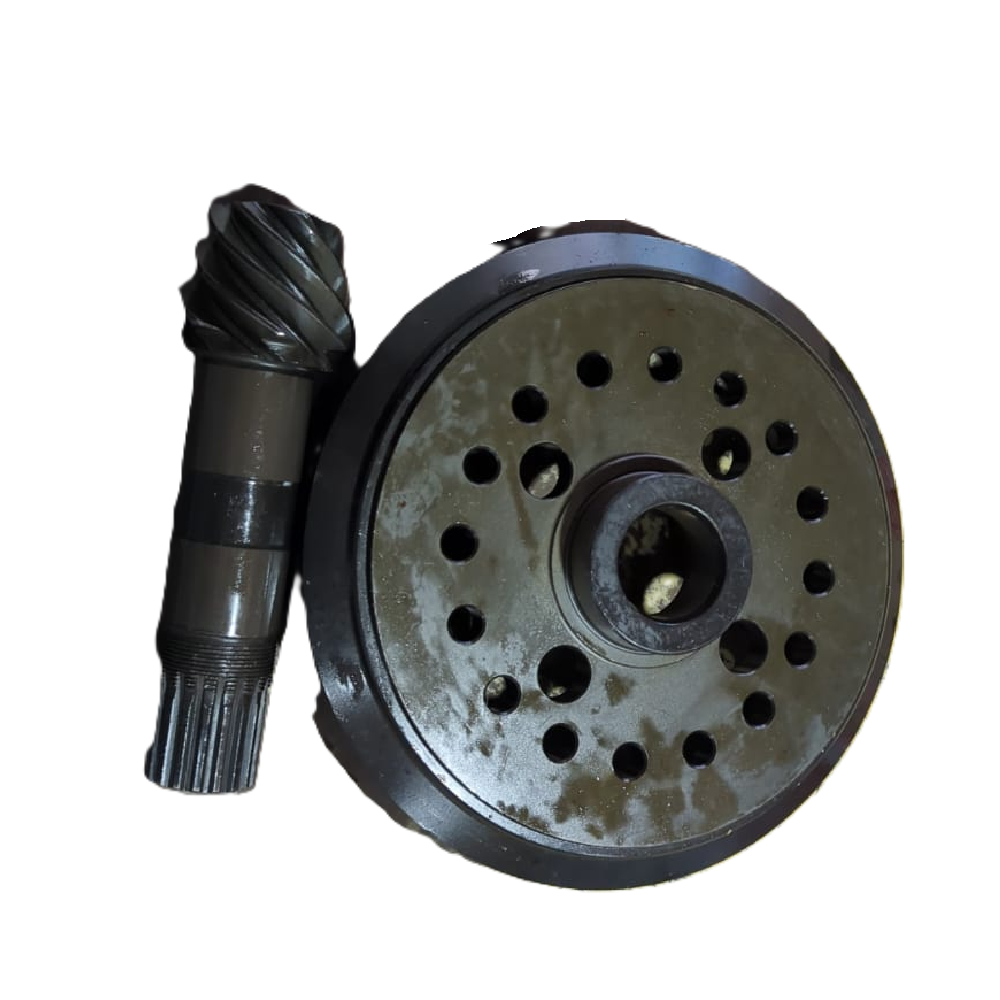 Dana Bevel Gear Pinion Set 192.04.500.01 (Bomag 32010090) – Side view showing 7-tooth pinion and 51-tooth crown gear.